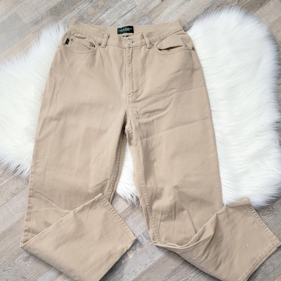 Vintage Lauren Jeans Co Tan Khaki High Rise Straight-leg Jeans Women's Size 8 - Picture 11 of 16